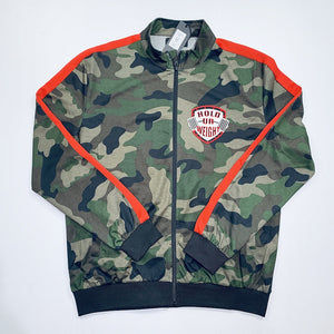 Camouflage and Red Stripe Track Suit Jacket with Embroidered Logo