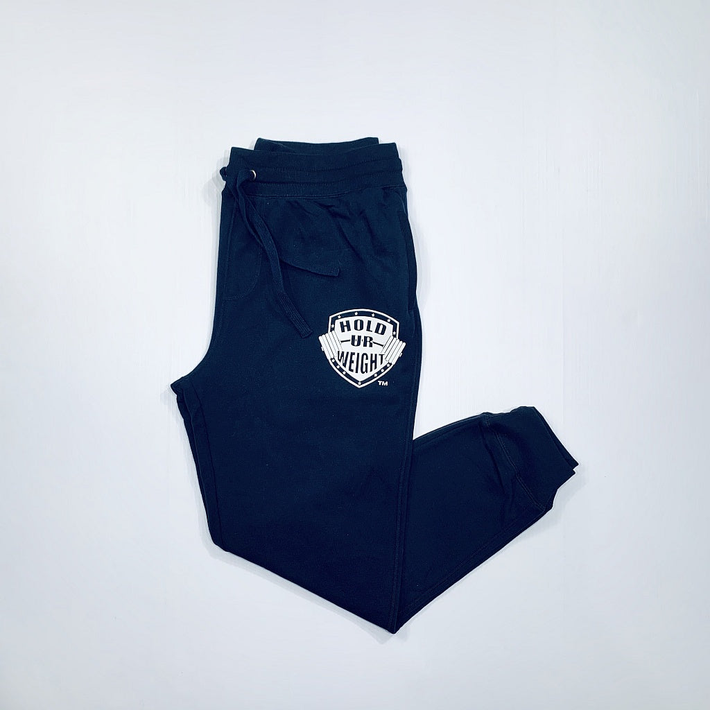 Navy Blue French Terry with White Logo Jogger Pants